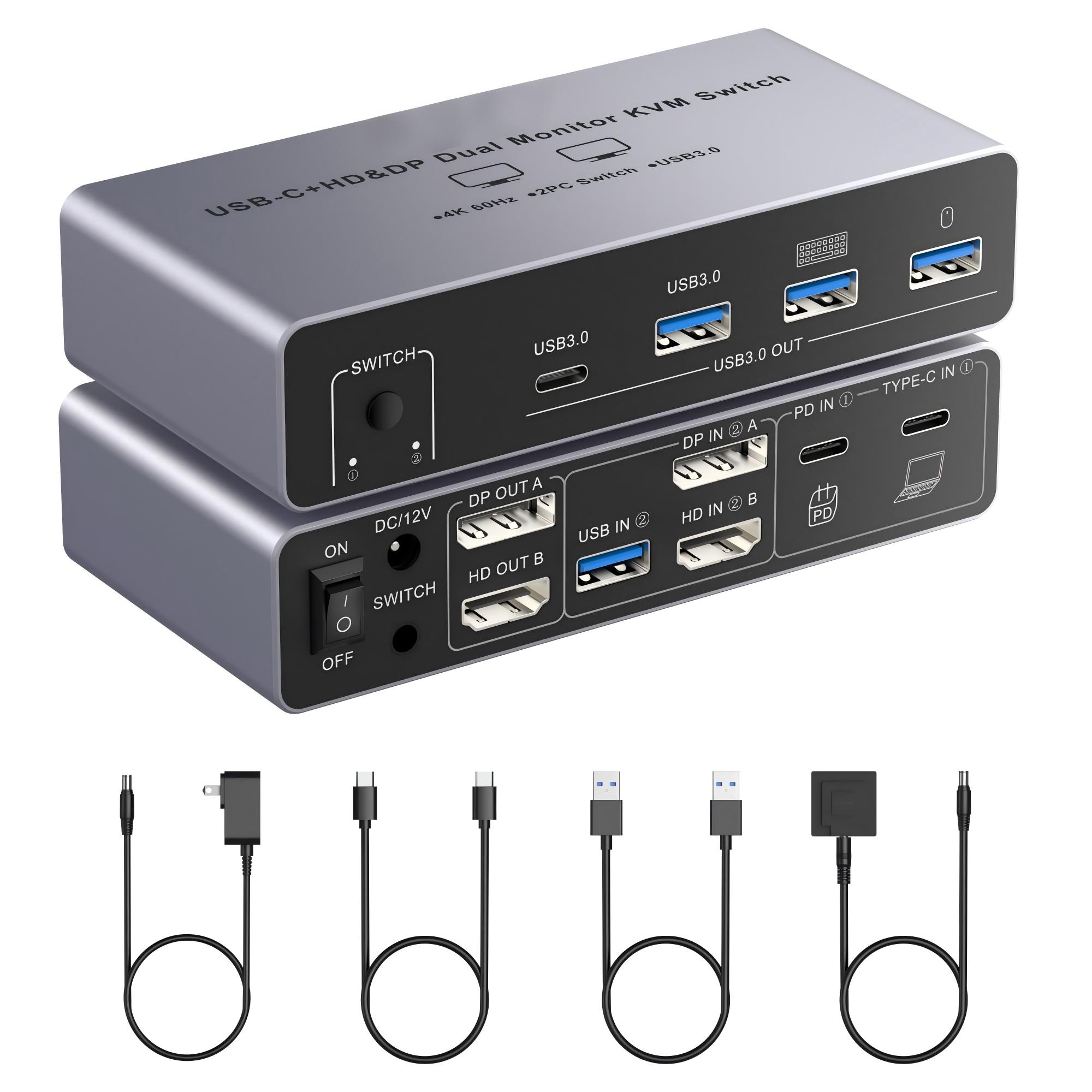 Kvm Switch Dual Monitor - HDM DP KVM Switch 2 Monitor