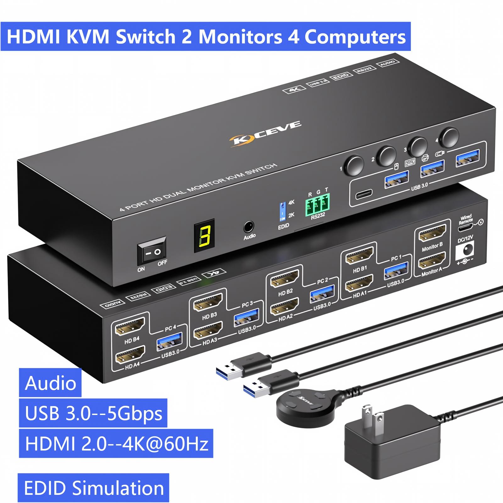 Kvm Switch Dual Monitor - HDMI KVM Switch 2 Monitors 4