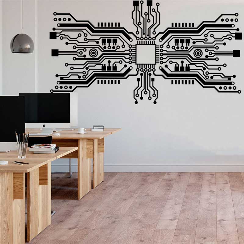 Tech Office Wall Decor - Circuit Board Chip Wall Sticker Tech