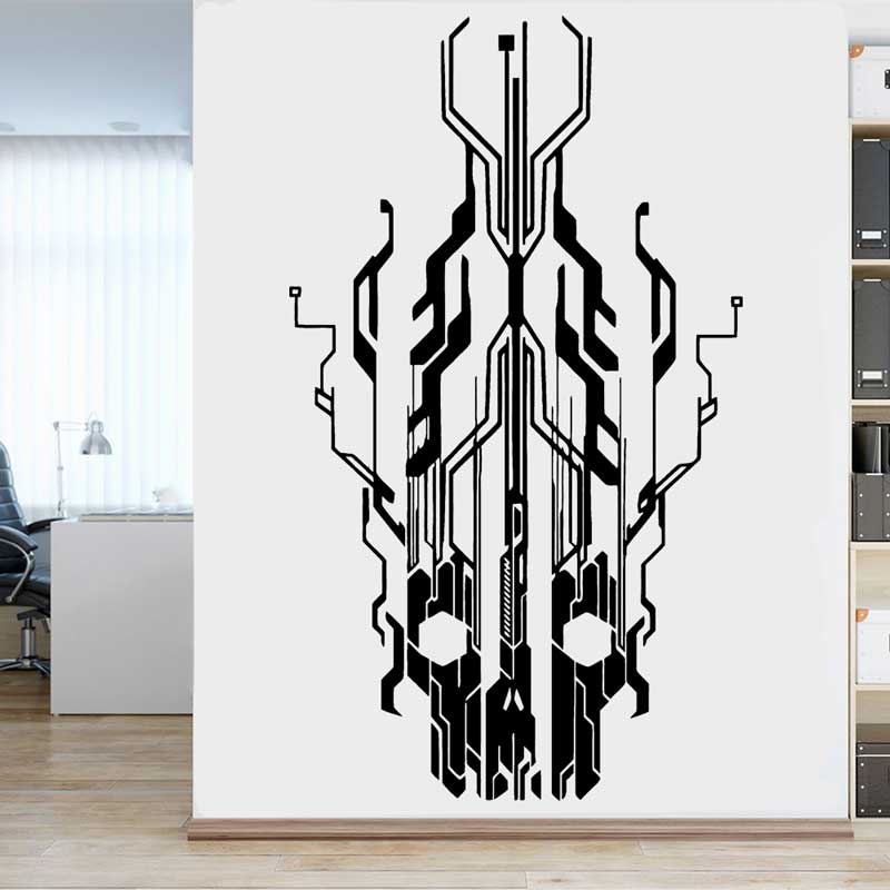 Chip Circuit Tech Skull Vinyl  - Tech Office Wall Decor review and price