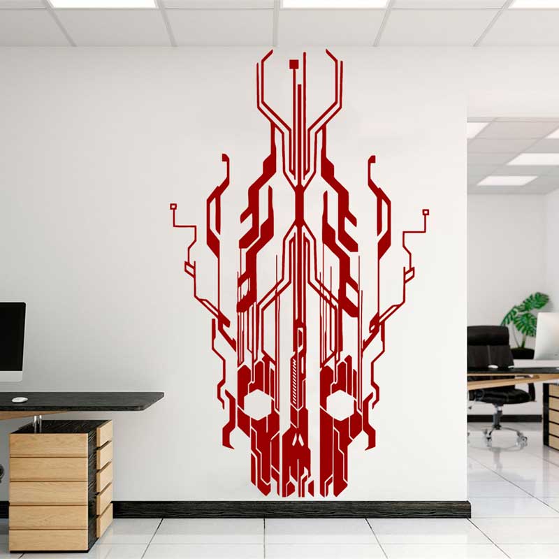Chip Circuit Tech Skull Vinyl  - Tech Office Wall Decor review and price