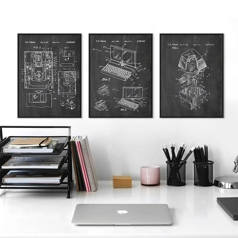 6Pcs Vintage Computer Patent W - Tech Office Wall Decor review and price
