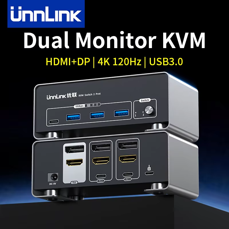 Unnlink 4K 120Hz HDMI + DP Dua - Kvm Switch Dual Monitor review and price