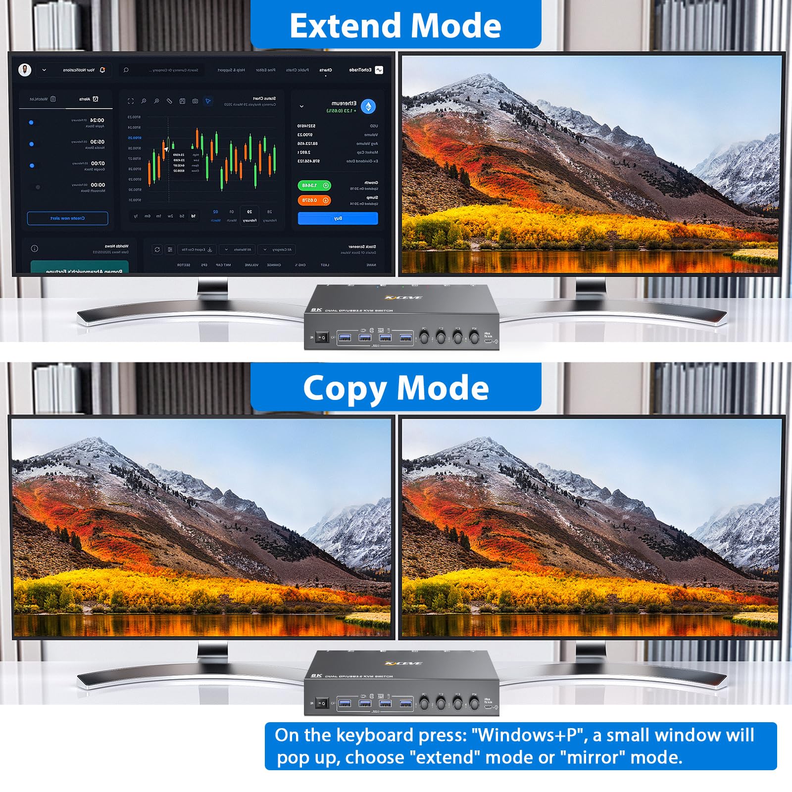 USB 3.0 KVM Switch 2 Monitors  - Kvm Switch Dual Monitor review and price