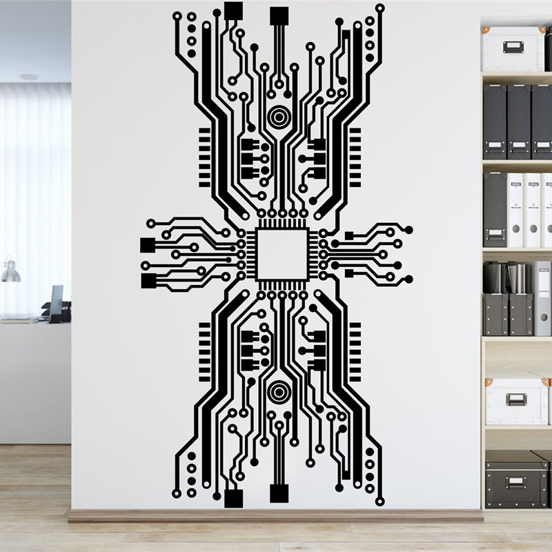 Circuit Board Chip Wall Sticke - Tech Office Wall Decor review and price